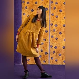 Gudrun Sjoden Mustard Yellow Korinth Linen Dress, EUC